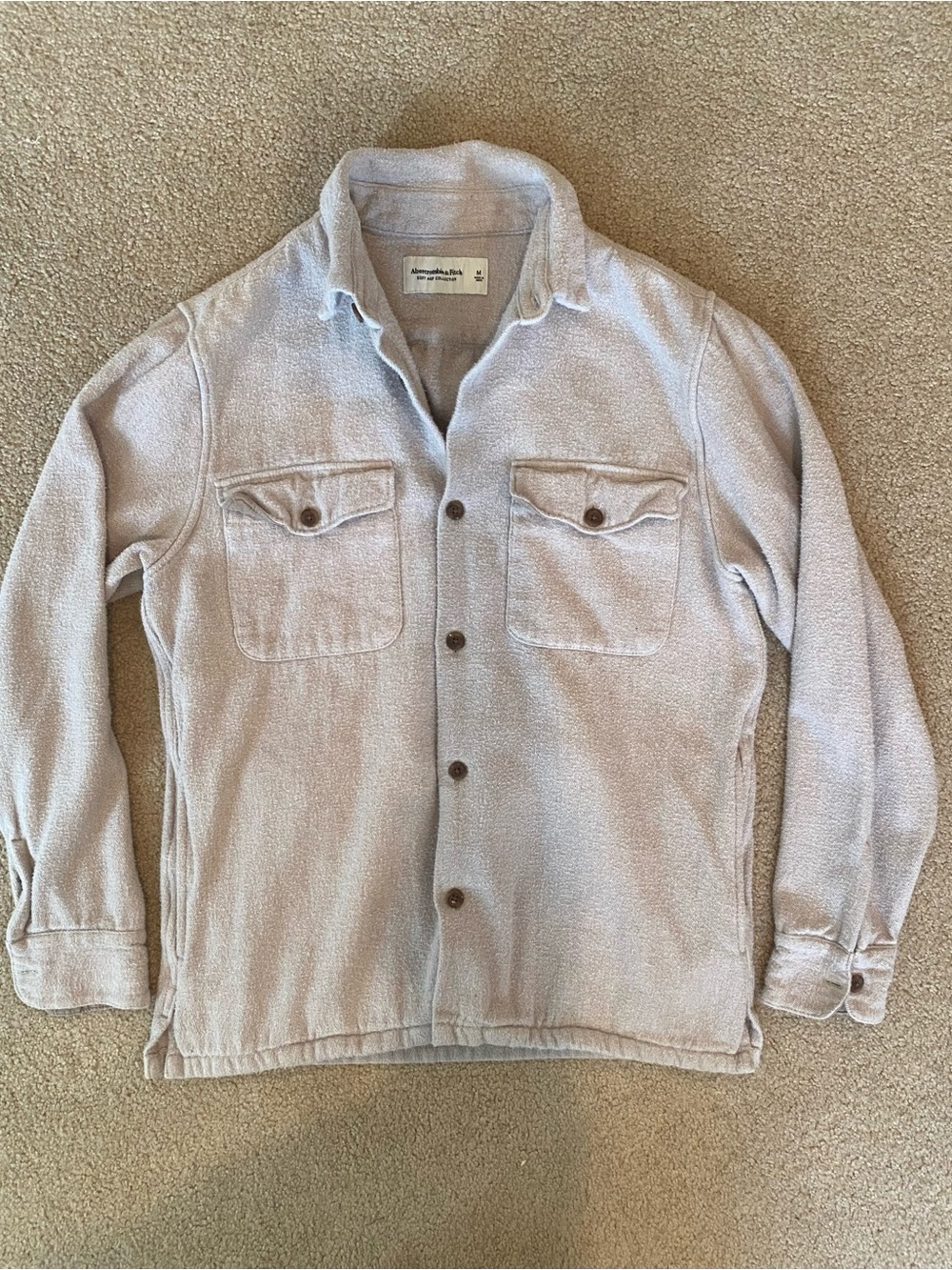 Abercrombie & Fitch Men's Gray Shacket Jacket M Button Front Pockets